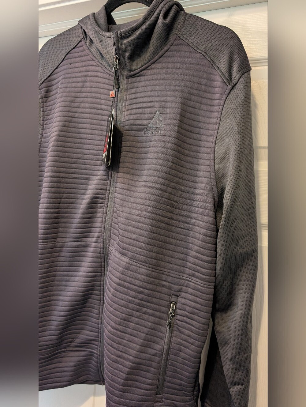 NEW! Gerry Men's Charcoal Slate Gray Full Zip Quilted Ribbed Hoodie Size XL NWT - Picture 10 of 15